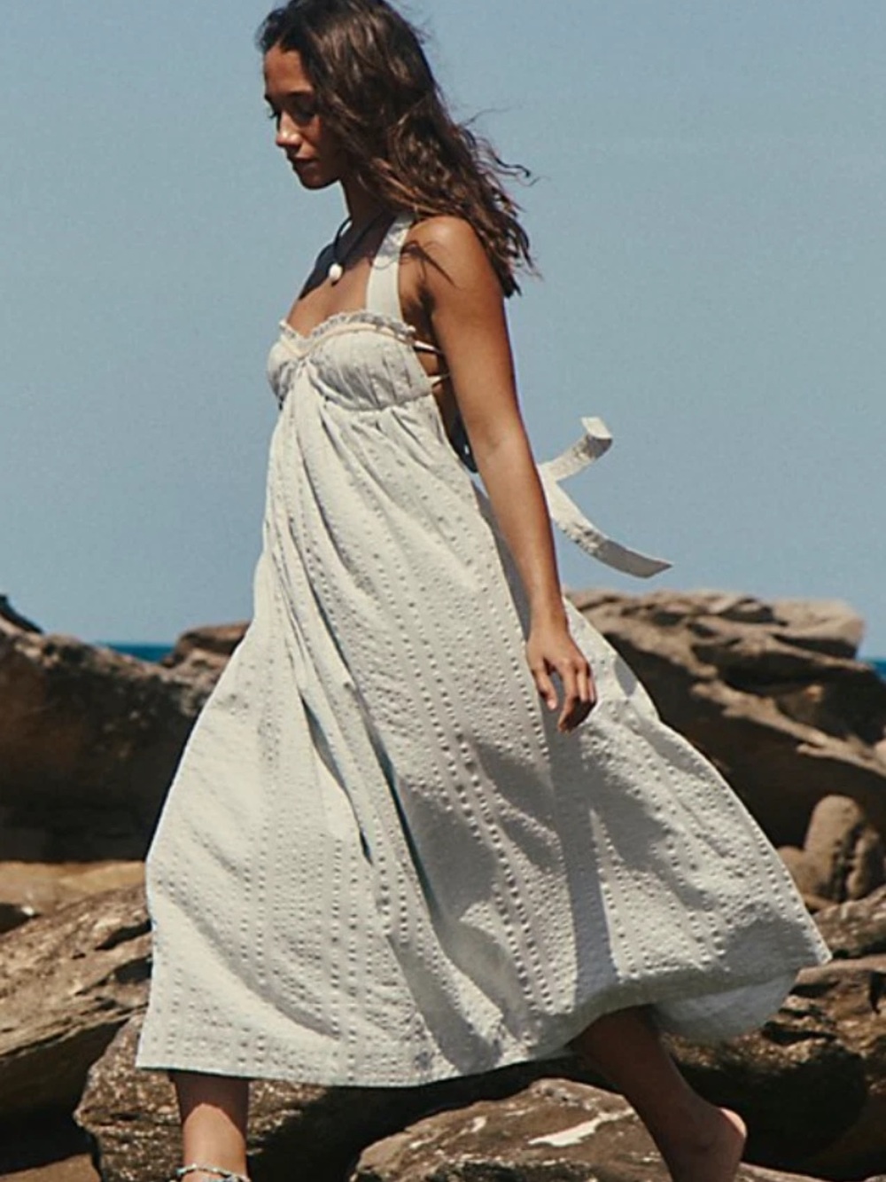 Free People Poppi Maxi Dress in Coconut Ivory- Small